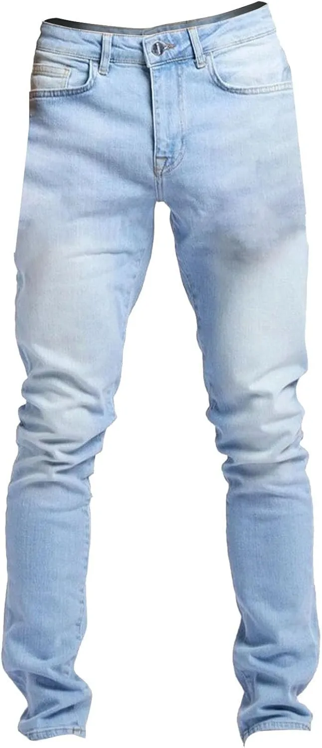 2025 Men's Casual Pants Stretchy Pleated Jeans Slim Fit Denim Pants