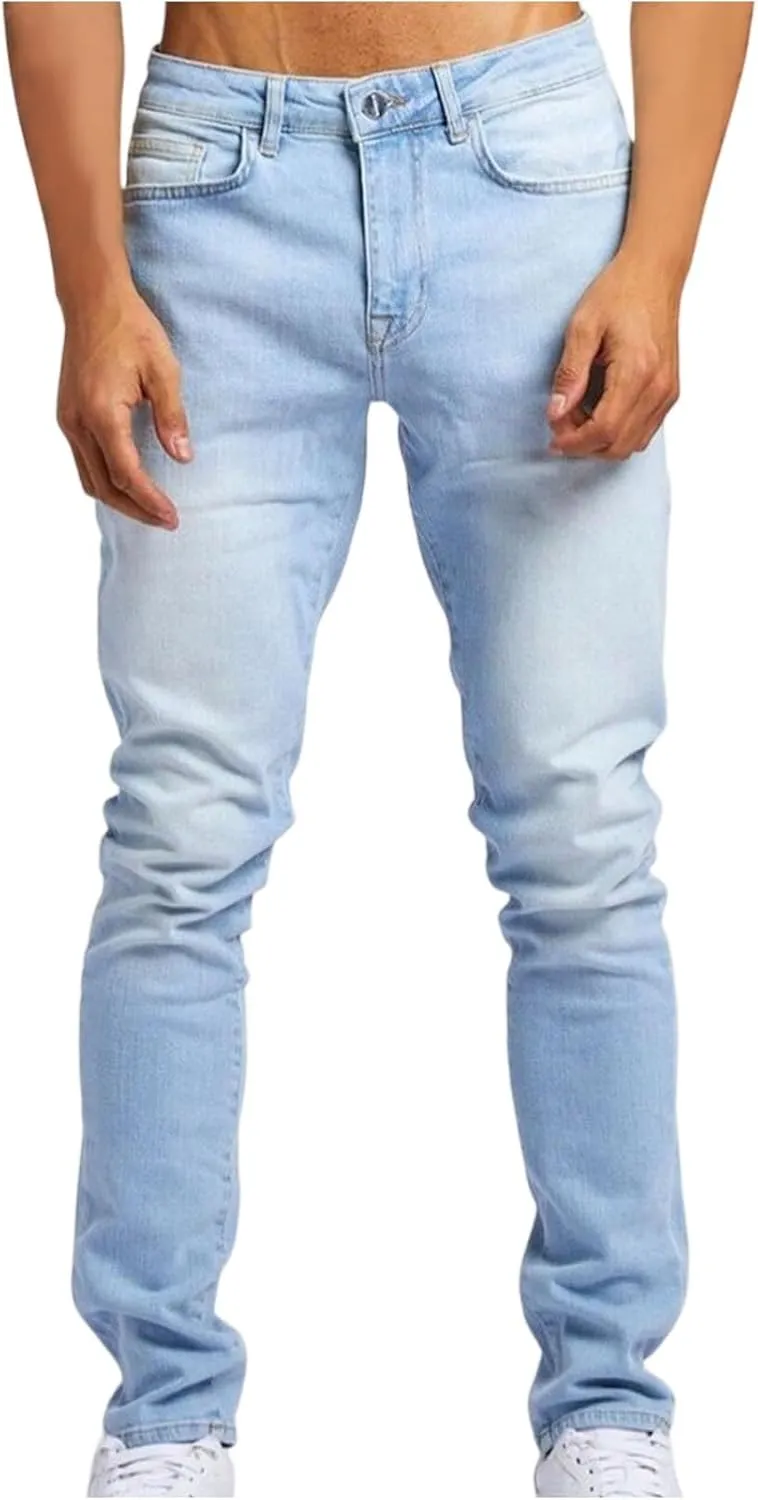 2025 Men's Casual Pants Stretchy Pleated Jeans Slim Fit Denim Pants