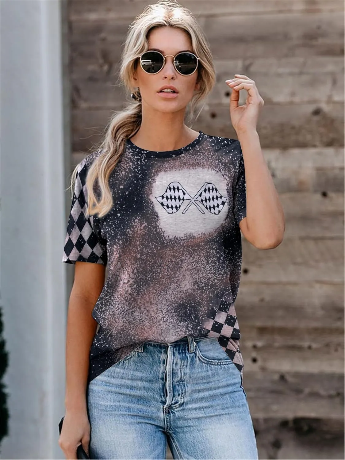 BANGELY Start Your Engines Tshirt Checkered Flag Racing Shirts Raceday Casual Unisex Short Sleeve Tee Tops