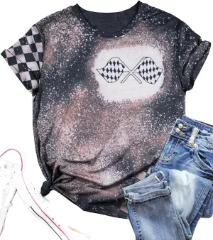 BANGELY Start Your Engines Tshirt Checkered Flag Racing Shirts Raceday Casual Unisex Short Sleeve Tee Tops