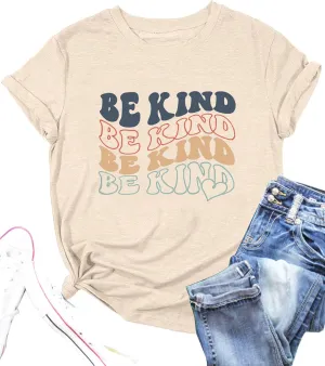 Be Kind Shirt Women Funny Inspirational Kindness Tshirts Teacher Graphic Tee Summer Casual Short Sleeve Tops