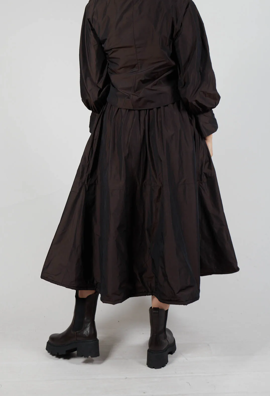 Belted Full Skirt in Chocolate