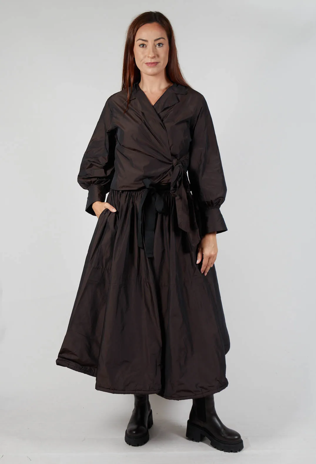 Belted Full Skirt in Chocolate