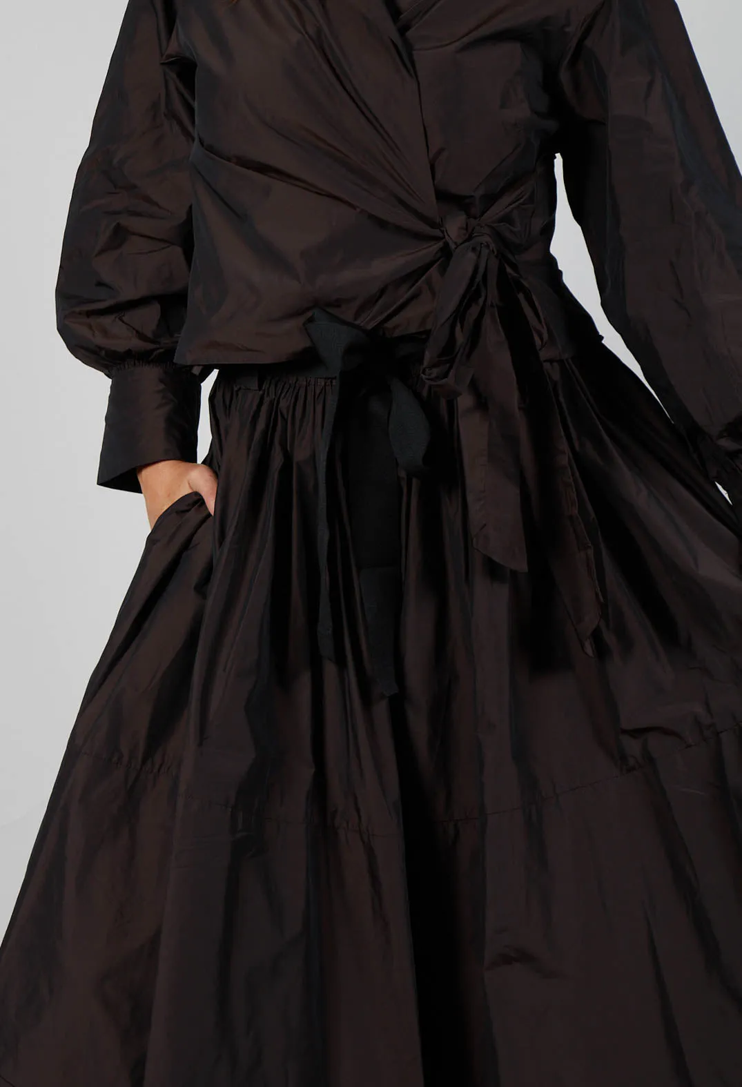 Belted Full Skirt in Chocolate