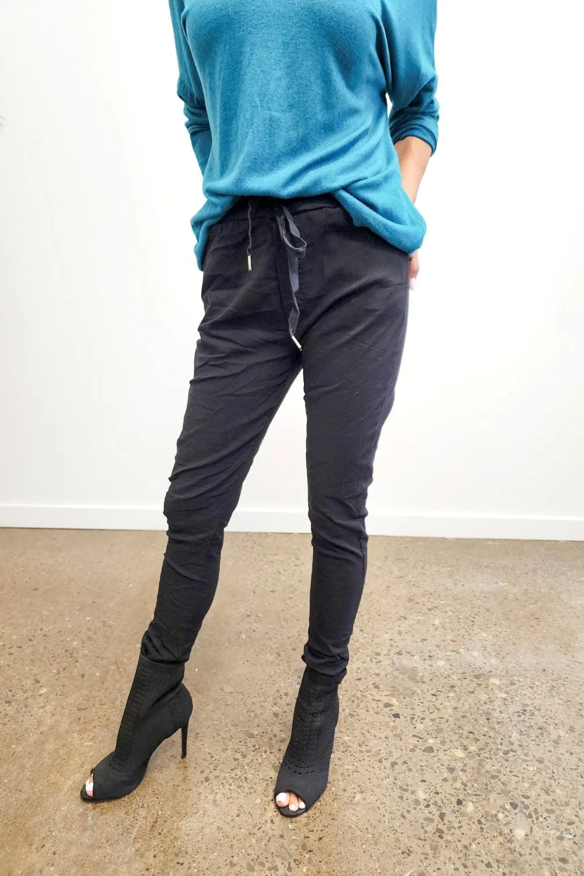 Black Crinkle Joggers