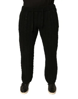 Black Wool Knitted Skinny Pants