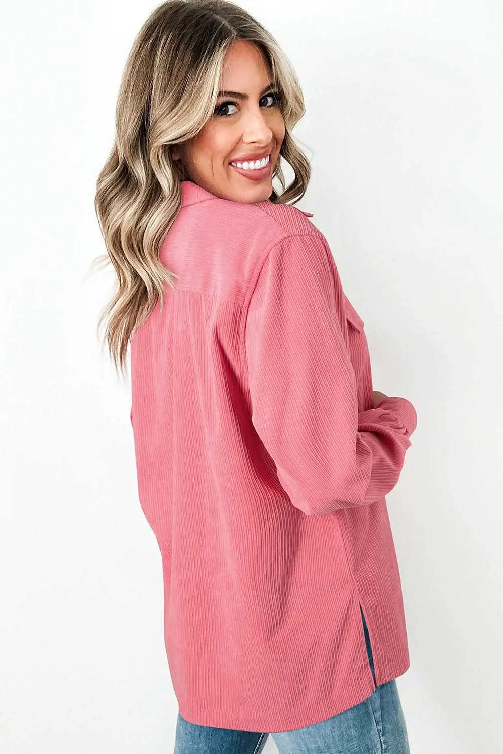 Bonbon corduroy button-up shacket