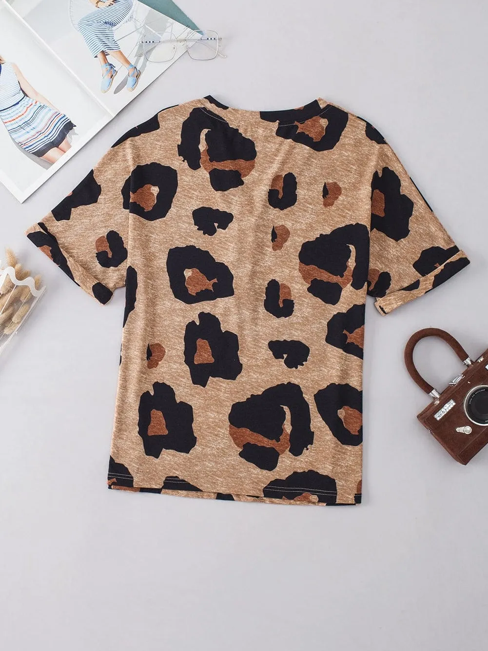 Brown Leopard Print Casual Top