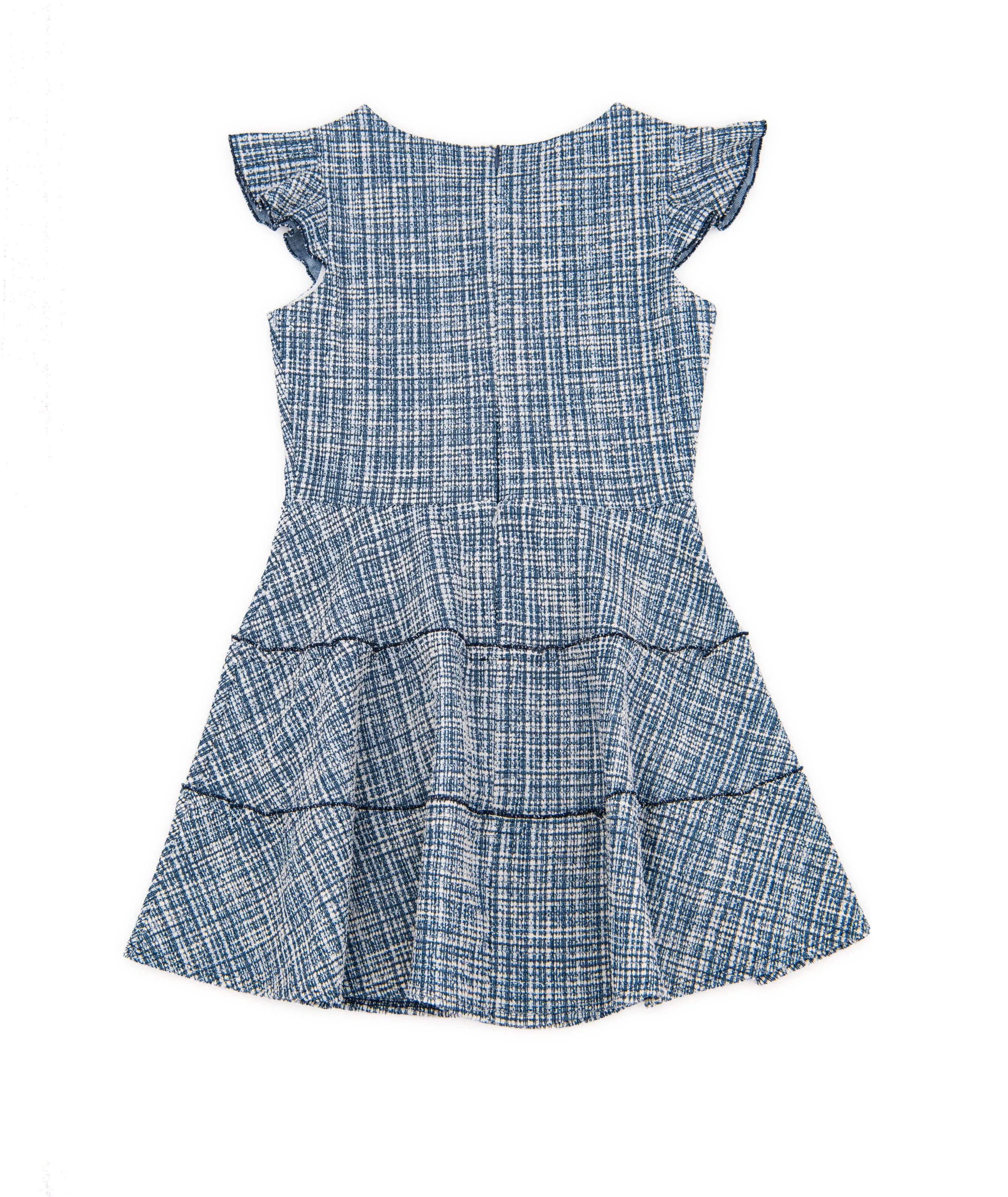 By Debra Girls Navy Plaid 3 Tier Dress