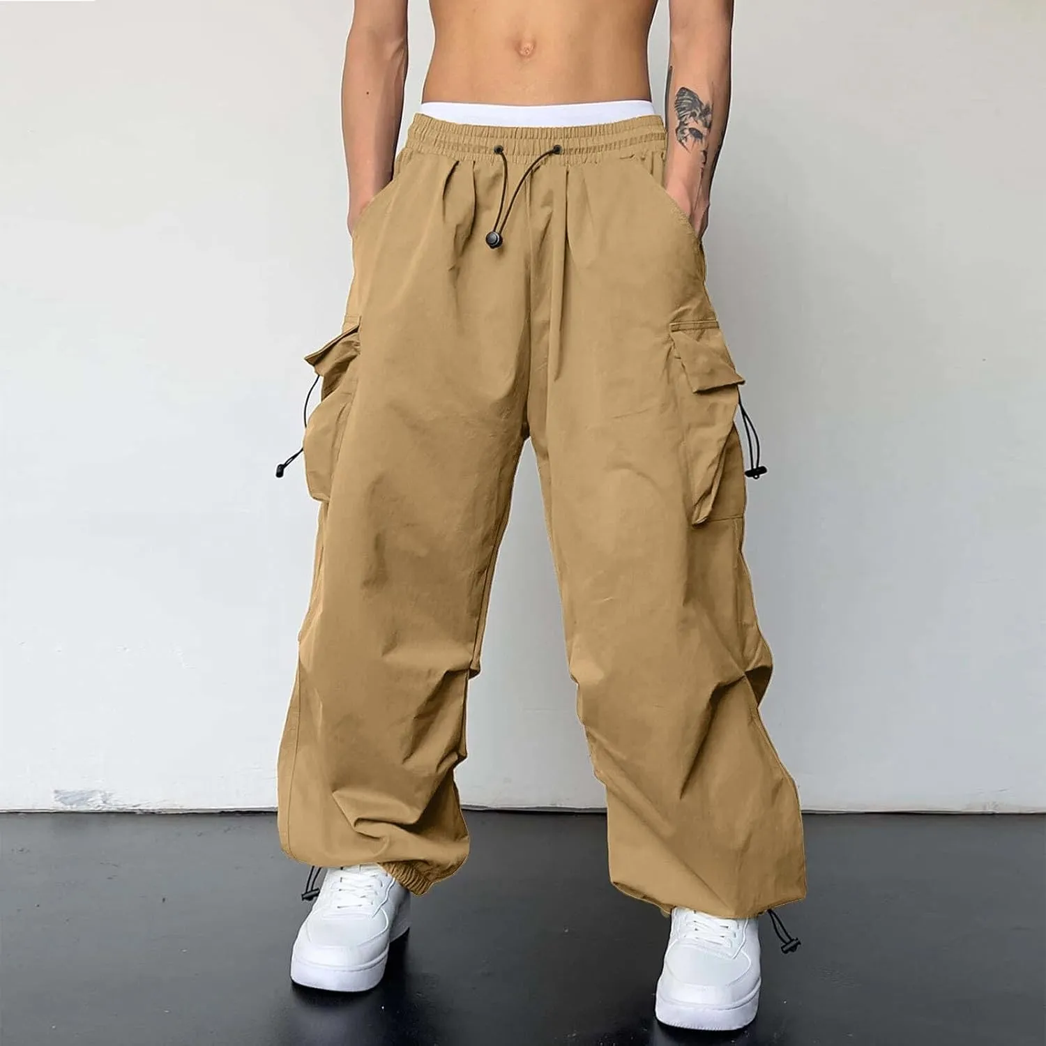 Cargo Pant for Men Stretchy Casual Joggers Elasticated Waist Jogging Work Pant Multi Pockets