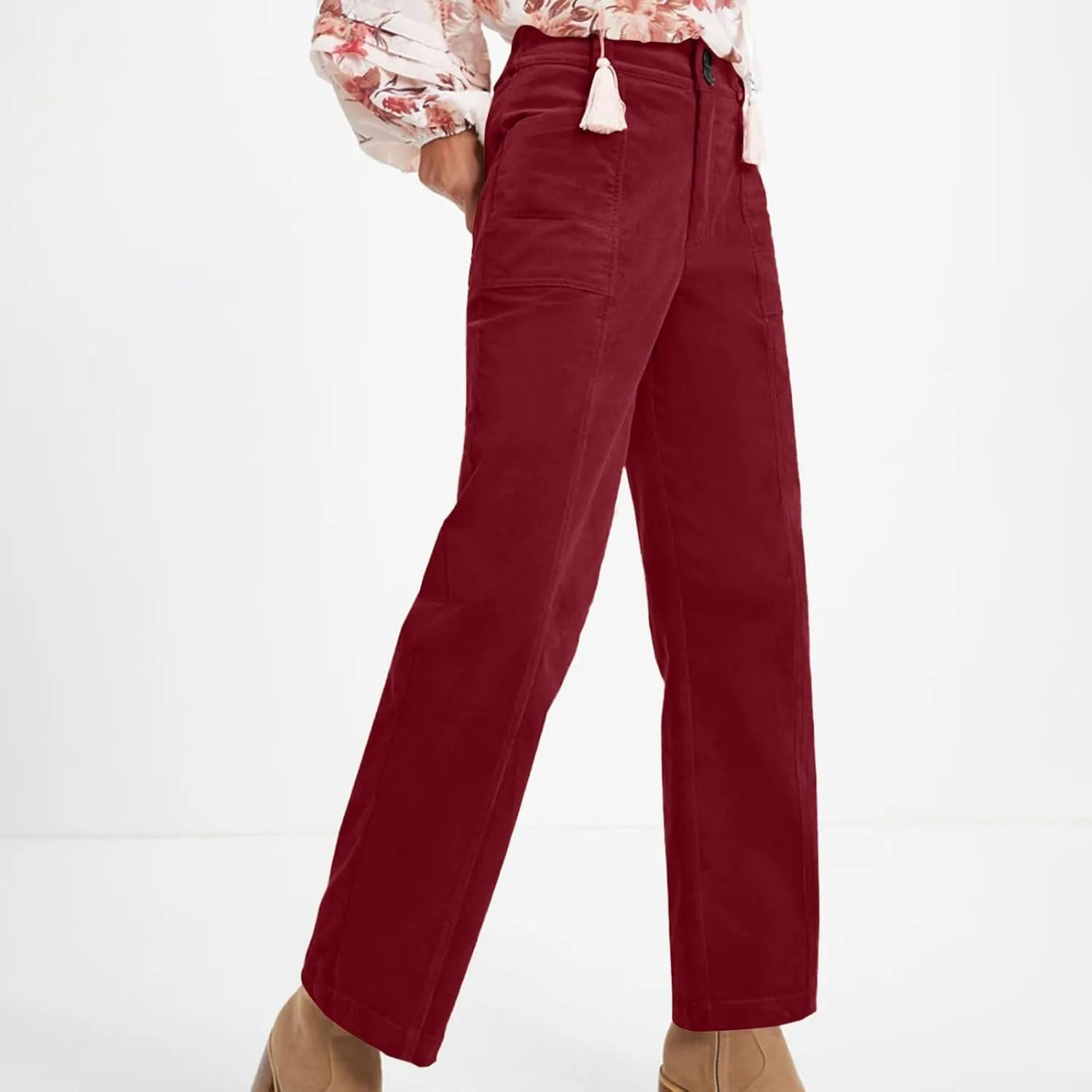 Casual Pants for Women 2025 Summer Straight Wide Leg Stretchy High Waist Solid Color Pants Trendy Baggy Loose Trousers