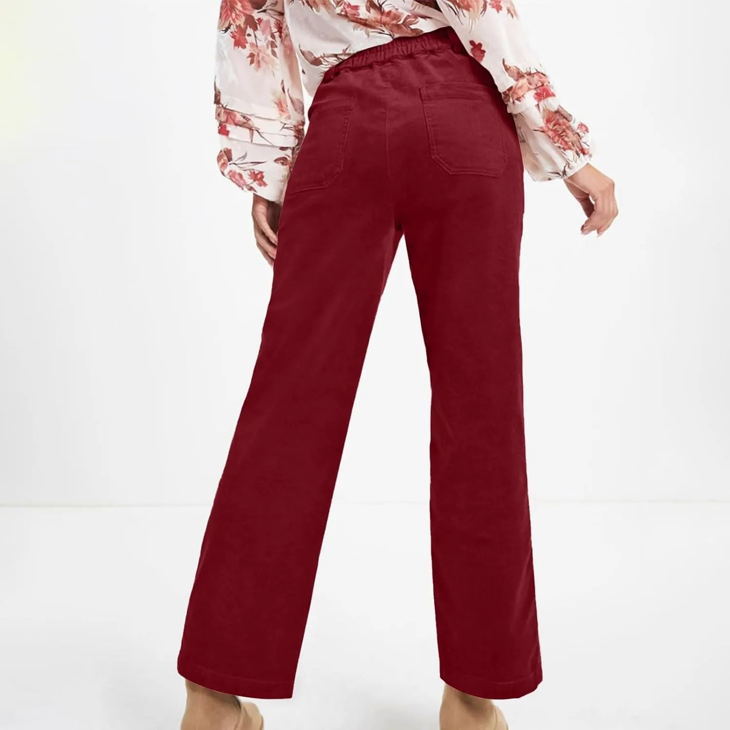 Casual Pants for Women 2025 Summer Straight Wide Leg Stretchy High Waist Solid Color Pants Trendy Baggy Loose Trousers