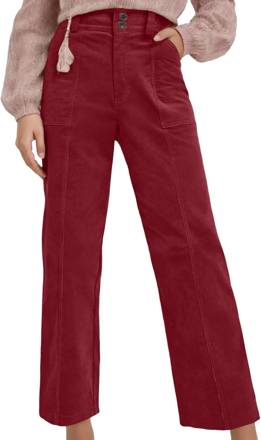 Casual Pants for Women 2025 Summer Straight Wide Leg Stretchy High Waist Solid Color Pants Trendy Baggy Loose Trousers