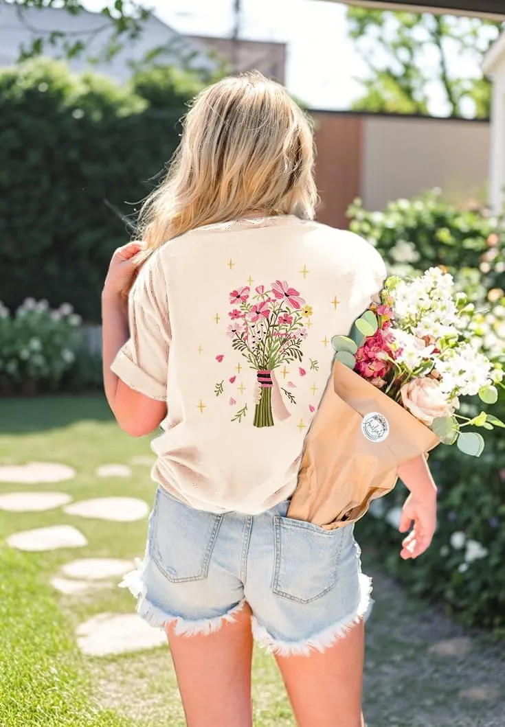 Chulianyouhuo Sunflower Graphic Shirt for Women Cute Flower Short Sleeve Ladies Tee Tops Teen Girls Casual T Shirt