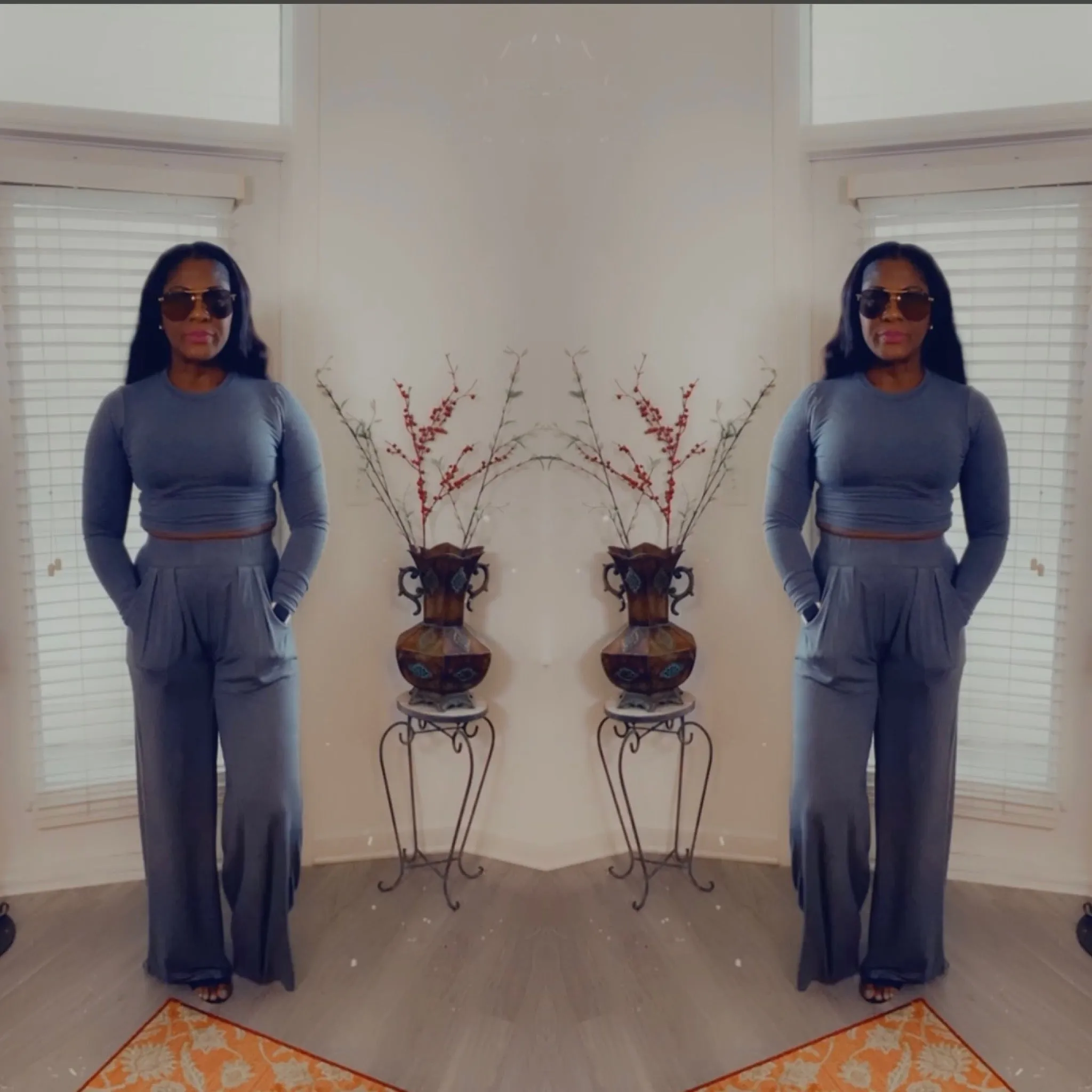 Comfy Cute |  Charcoal High Waist Palazzo Pant Lounge Wear Set