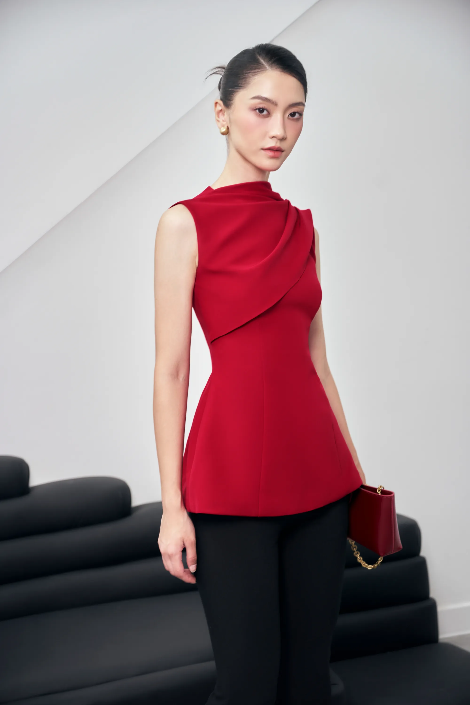 Enola Asymmetrical Draped Top