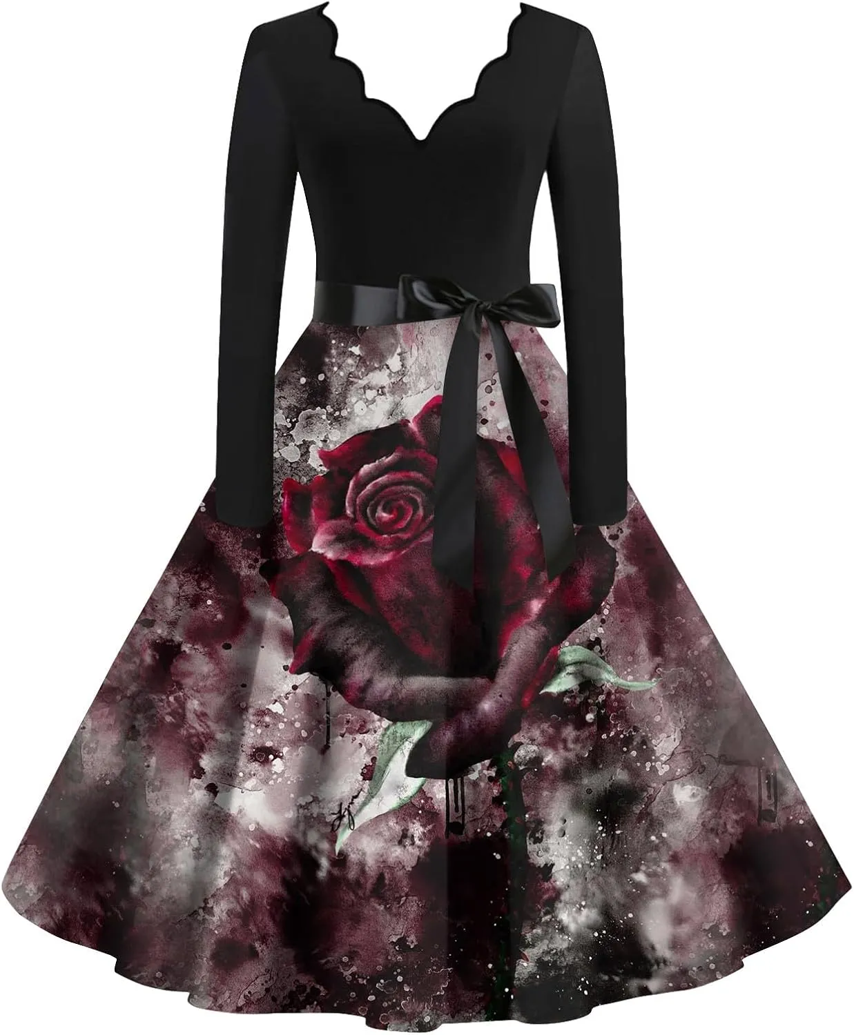 Halloween Dresses for Women V Neck Long Sleeve Fall Costumes 1950s Wrap Plus Size Dresses