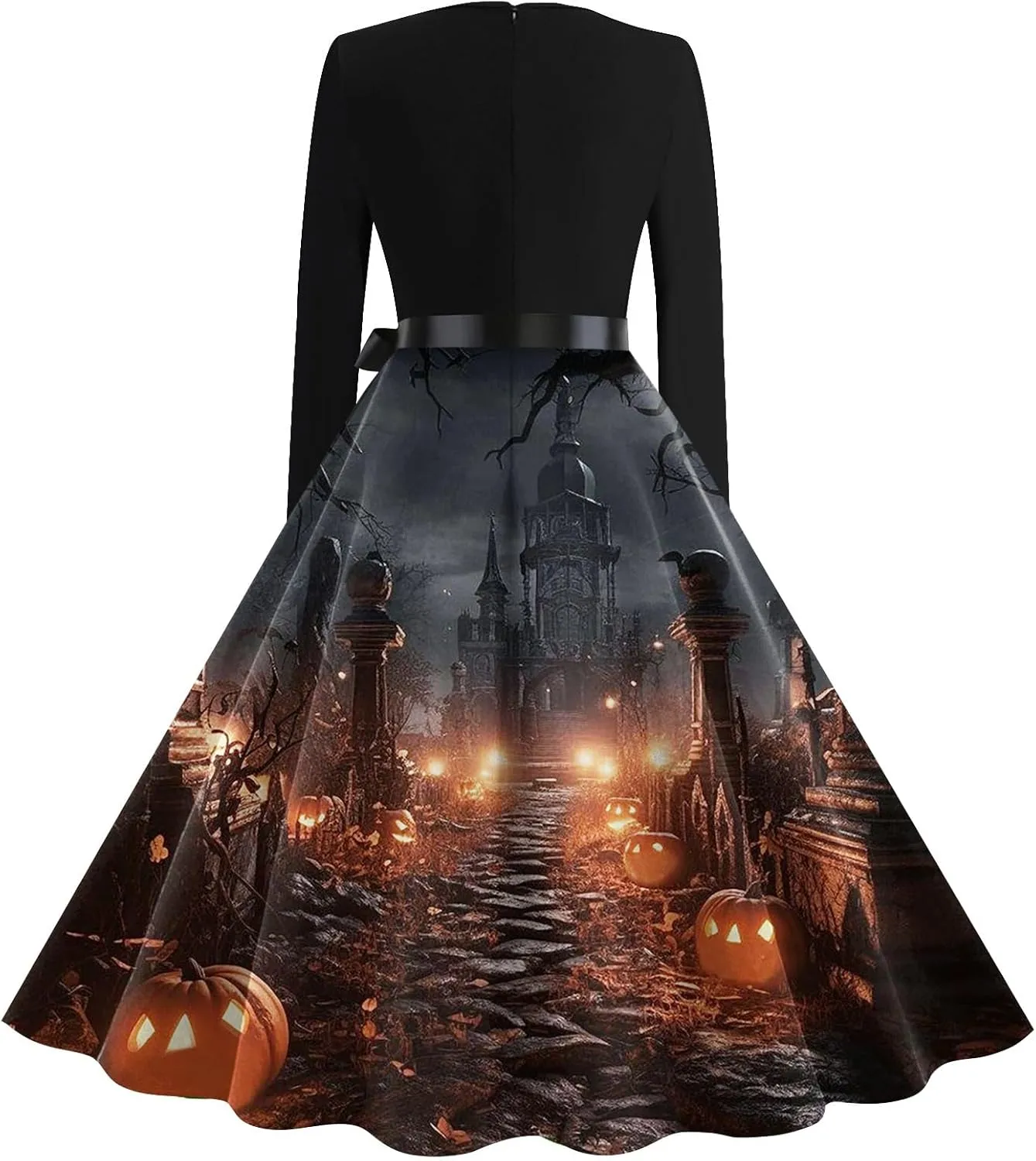 Halloween Dresses for Women V Neck Long Sleeve Fall Costumes 1950s Wrap Plus Size Dresses
