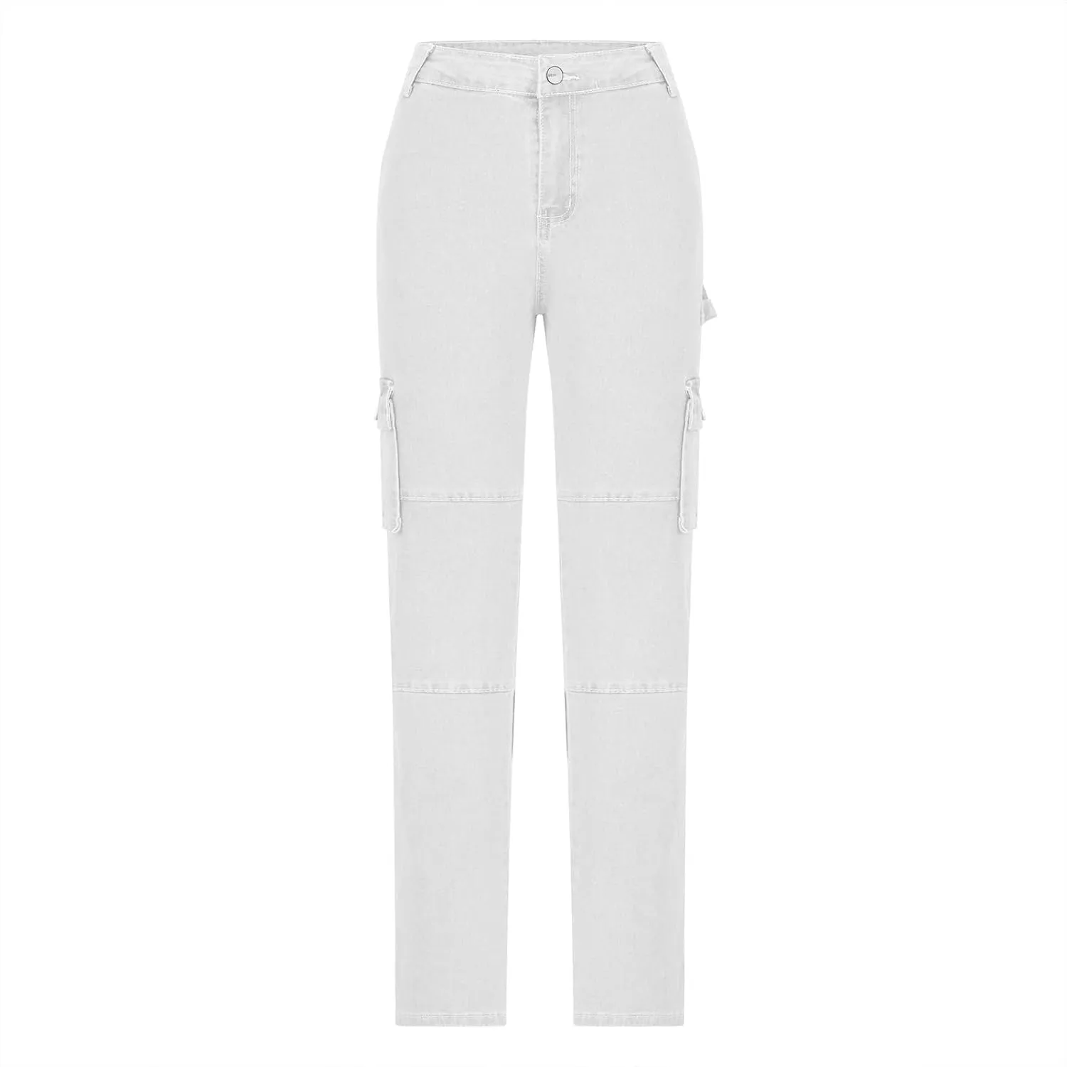 High Waisted Cargo Pants for Women Casual Baggy Cargo Jeans Straight Wide Leg Trousers Stretchy Pants with Pockets