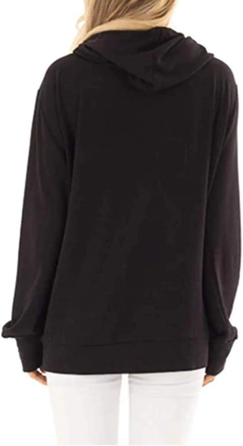 KAKALOT Women's Mama Bear Print Cowl Neck Hooded Sweatshirt Drawstring Pullover Top