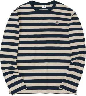 KESIHAN Men's Casual Striped Shirts Crewneck Long Sleeve Basic T-Shirt Basic Daily Work Stripe Tee Tops