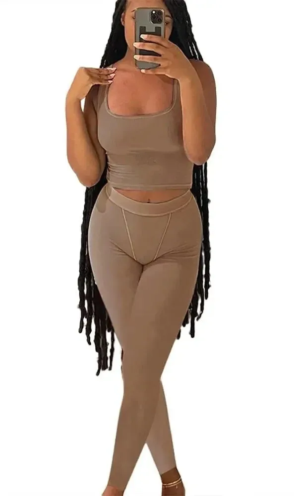 Lounge Wear Ribbed Casual 2 Piece Summer Shorts Set For Women  Sleeve Top Elastic Leggings Outfits