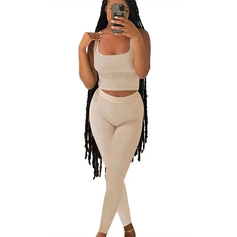 Lounge Wear Ribbed Casual 2 Piece Summer Shorts Set For Women  Sleeve Top Elastic Leggings Outfits