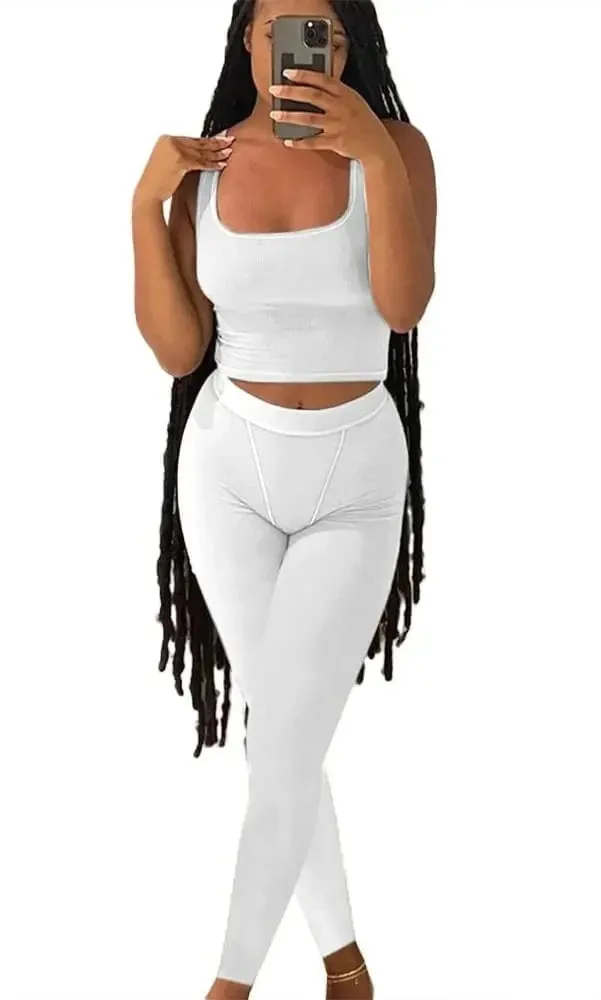 Lounge Wear Ribbed Casual 2 Piece Summer Shorts Set For Women  Sleeve Top Elastic Leggings Outfits