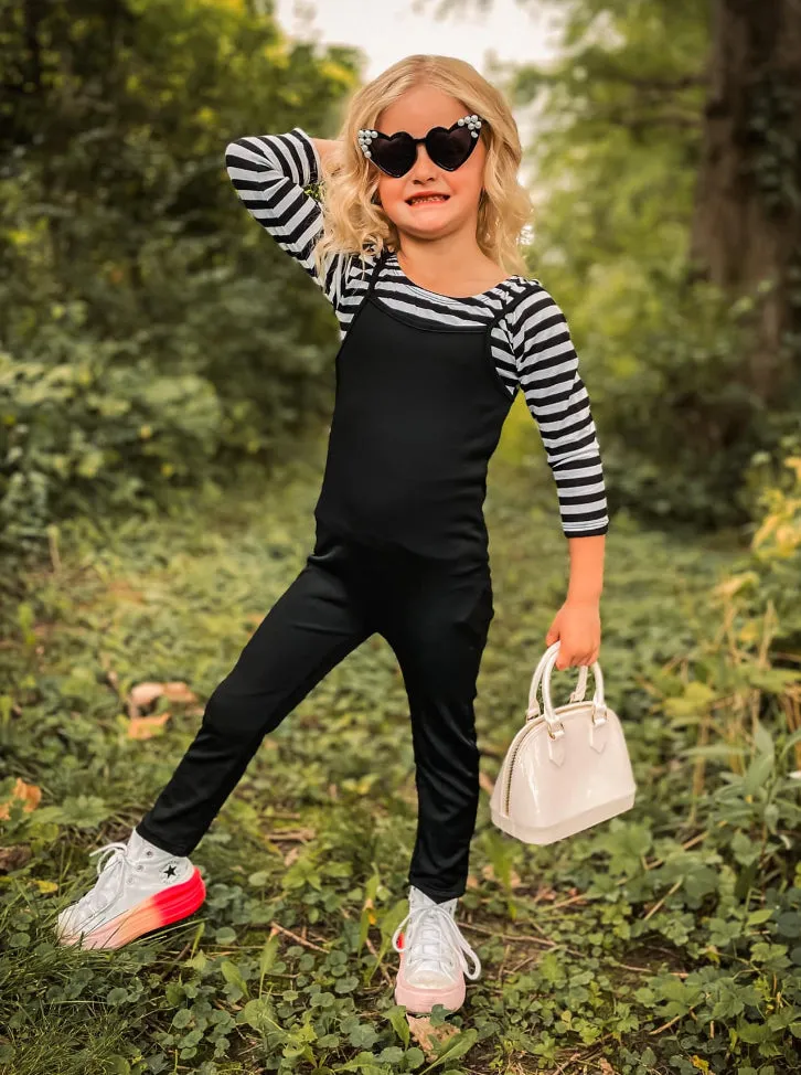 L/S Bowback Top ~ Blk/White Stripes