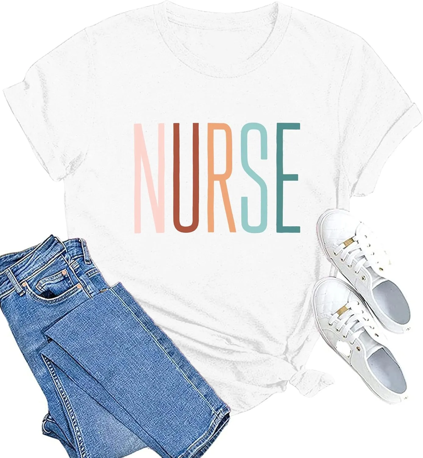 MAIHUN Women Nurse Life Shirt Nurse Letter Print Tee Tops Nurse Day Gifts Shirts Inspirational Short Sleeve