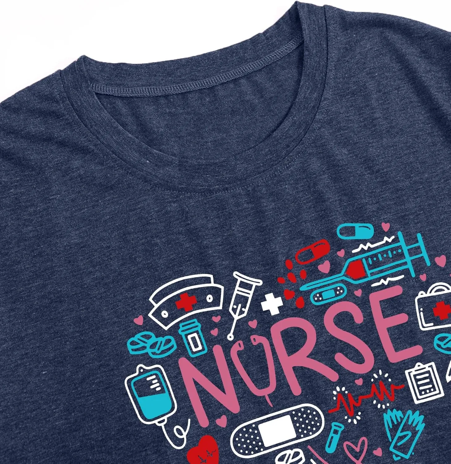MAIHUN Women Nurse Life Shirt Nurse Letter Print Tee Tops Nurse Day Gifts Shirts Inspirational Short Sleeve