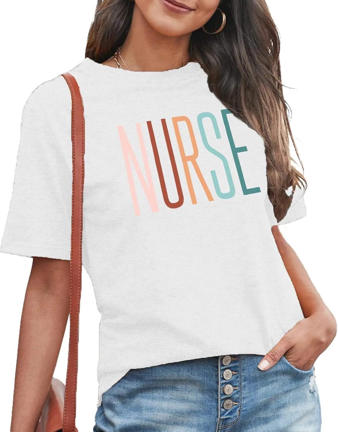 MAIHUN Women Nurse Life Shirt Nurse Letter Print Tee Tops Nurse Day Gifts Shirts Inspirational Short Sleeve