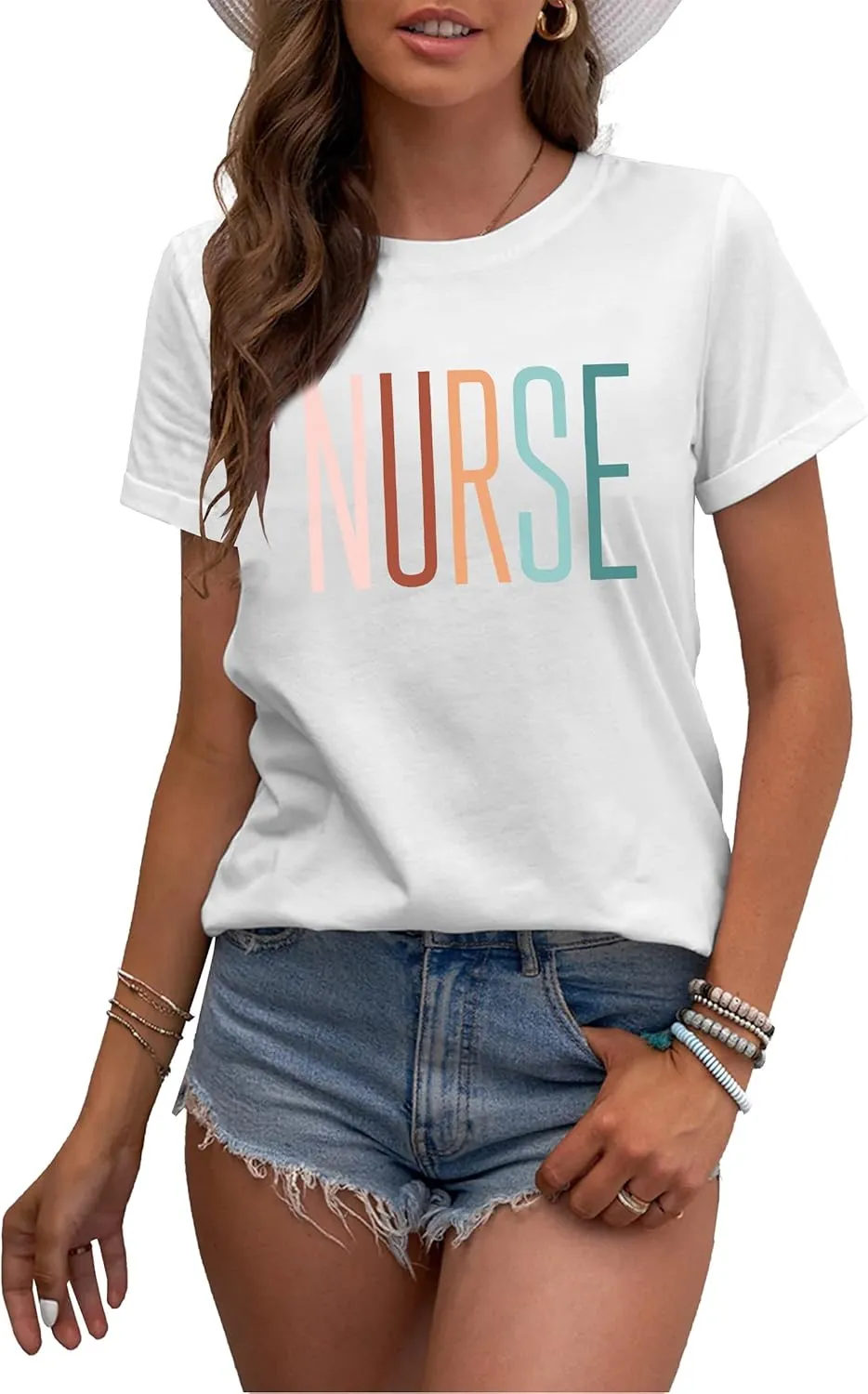 MAIHUN Women Nurse Life Shirt Nurse Letter Print Tee Tops Nurse Day Gifts Shirts Inspirational Short Sleeve