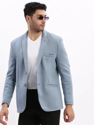 Men Blue Slim-Fit Single Breasted Casual Blazers