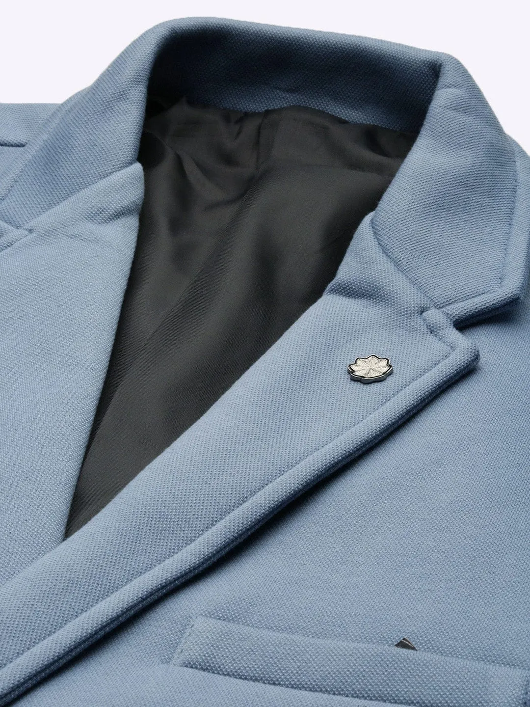 Men Blue Slim-Fit Single Breasted Casual Blazers
