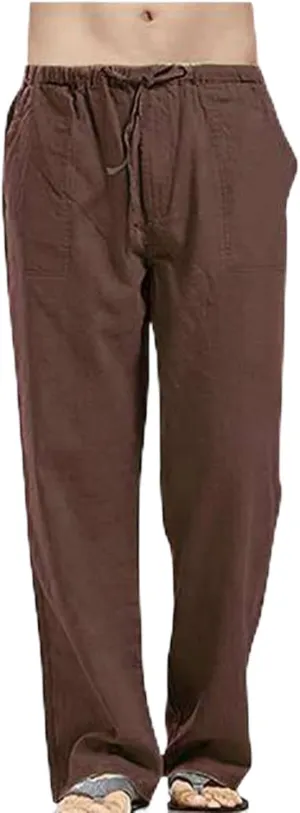 Men's Casual Loose Fit Straight-Legs Stretchy Waist Beach Pants