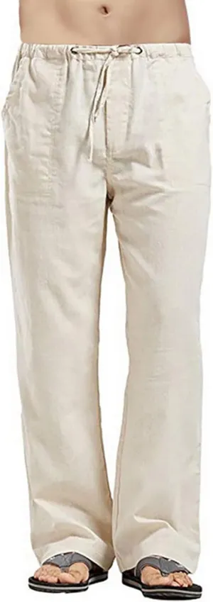 Men's Casual Loose Fit Straight-Legs Stretchy Waist Beach Pants