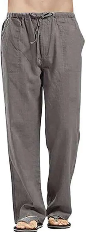 Men's Casual Loose Fit Straight-Legs Stretchy Waist Beach Pants