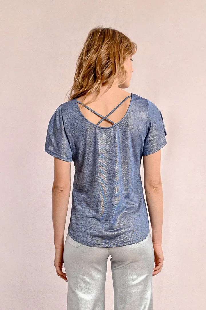 Molly Bracken Blue Ladies Knitted Tee