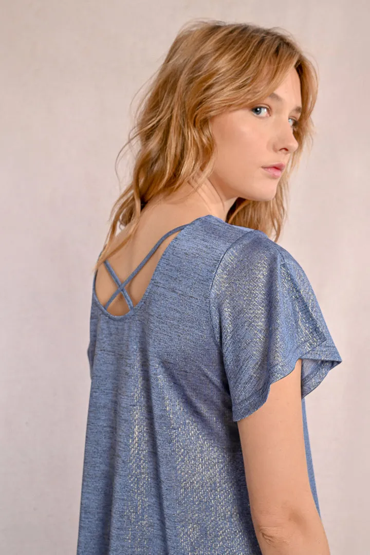 Molly Bracken Blue Ladies Knitted Tee