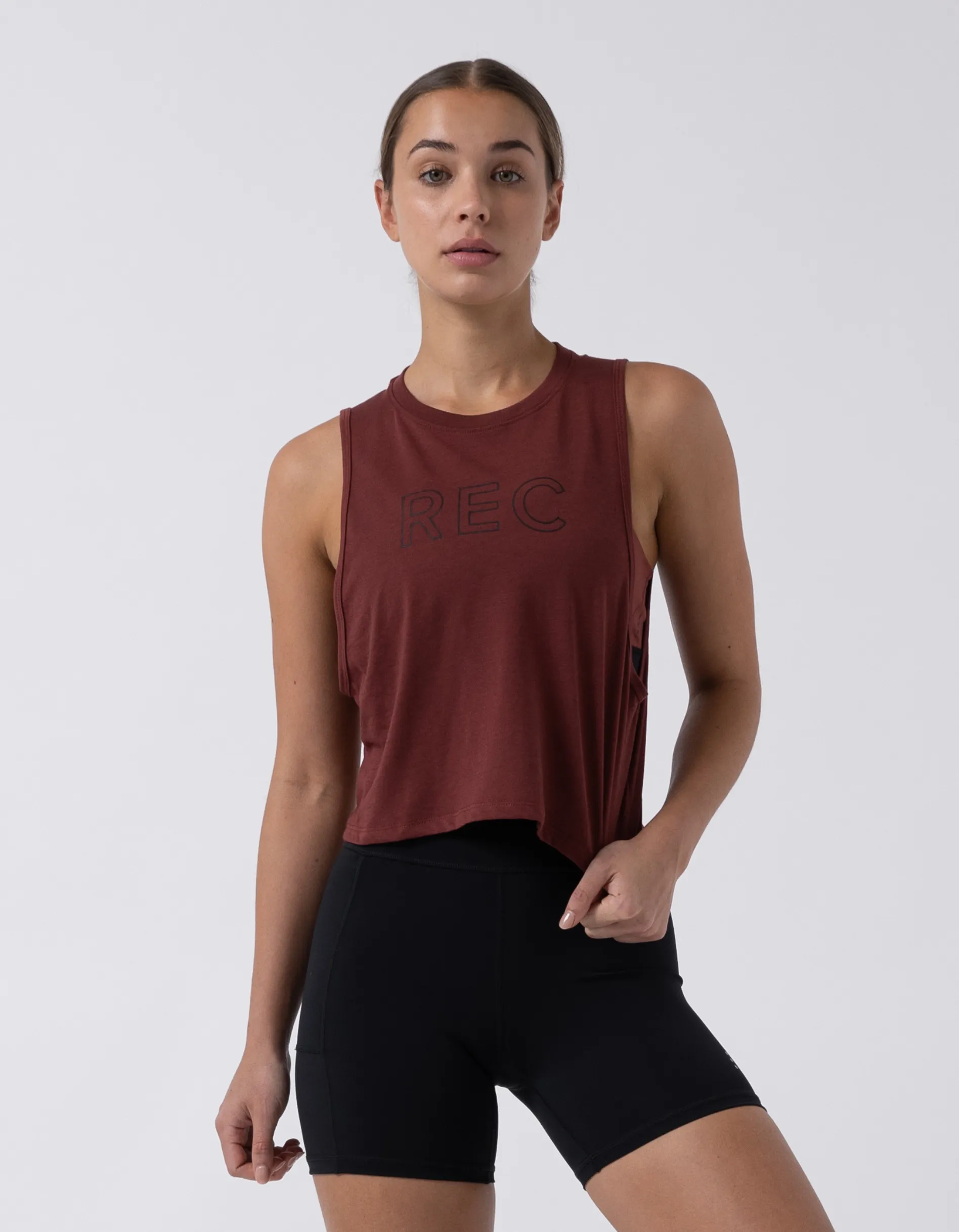 Oxy Edge Crop Tank Dk Cherry