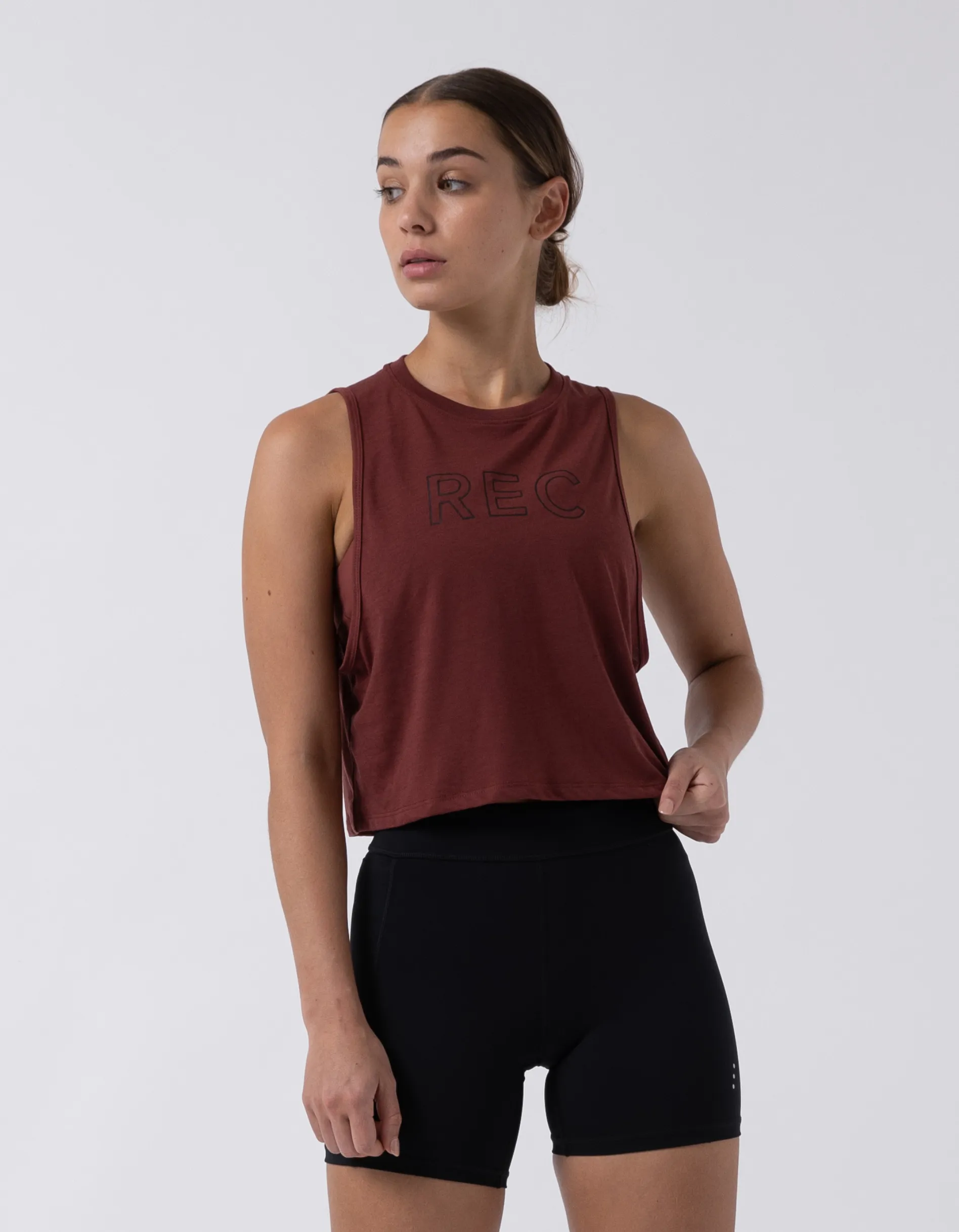 Oxy Edge Crop Tank Dk Cherry