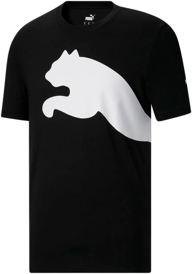 PUMA Mens Oversized Logo Crew Neck Short Sleeve Casual Tops Casual - Black