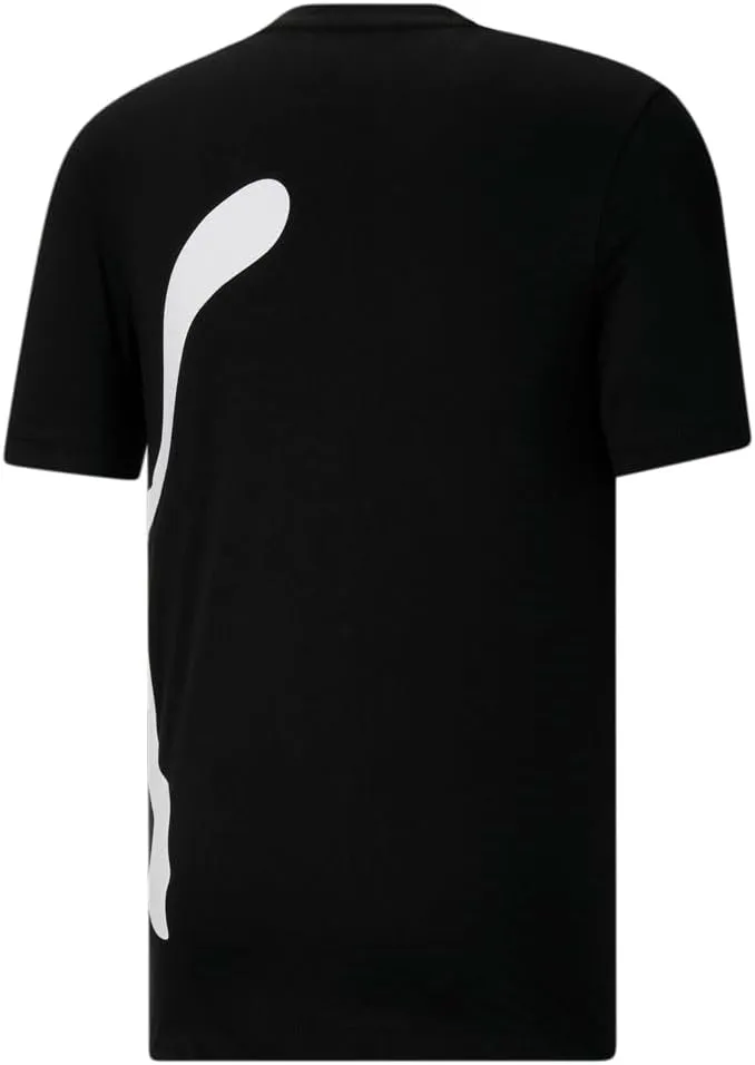 PUMA Mens Oversized Logo Crew Neck Short Sleeve Casual Tops Casual - Black