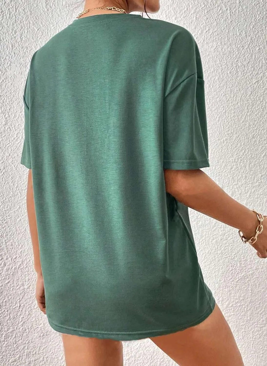 SAFRISIOR Women Summer Top Casual Oversize Flower Print Graphic T-shirt Crewneck Short Sleeve Drop Shoulder Loose Tee Shirt
