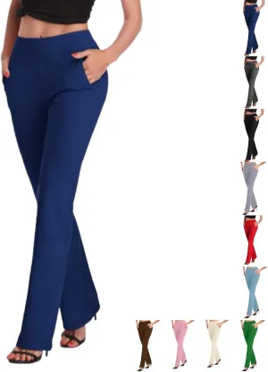 Stretchy Yoga Work Pants,High Waist Stretchy Trousers Pull on Office Slacks Bottoms,Dress Pants Women Business