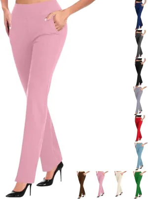 Stretchy Yoga Work Pants,High Waist Stretchy Trousers Pull on Office Slacks Bottoms,Dress Pants Women Business