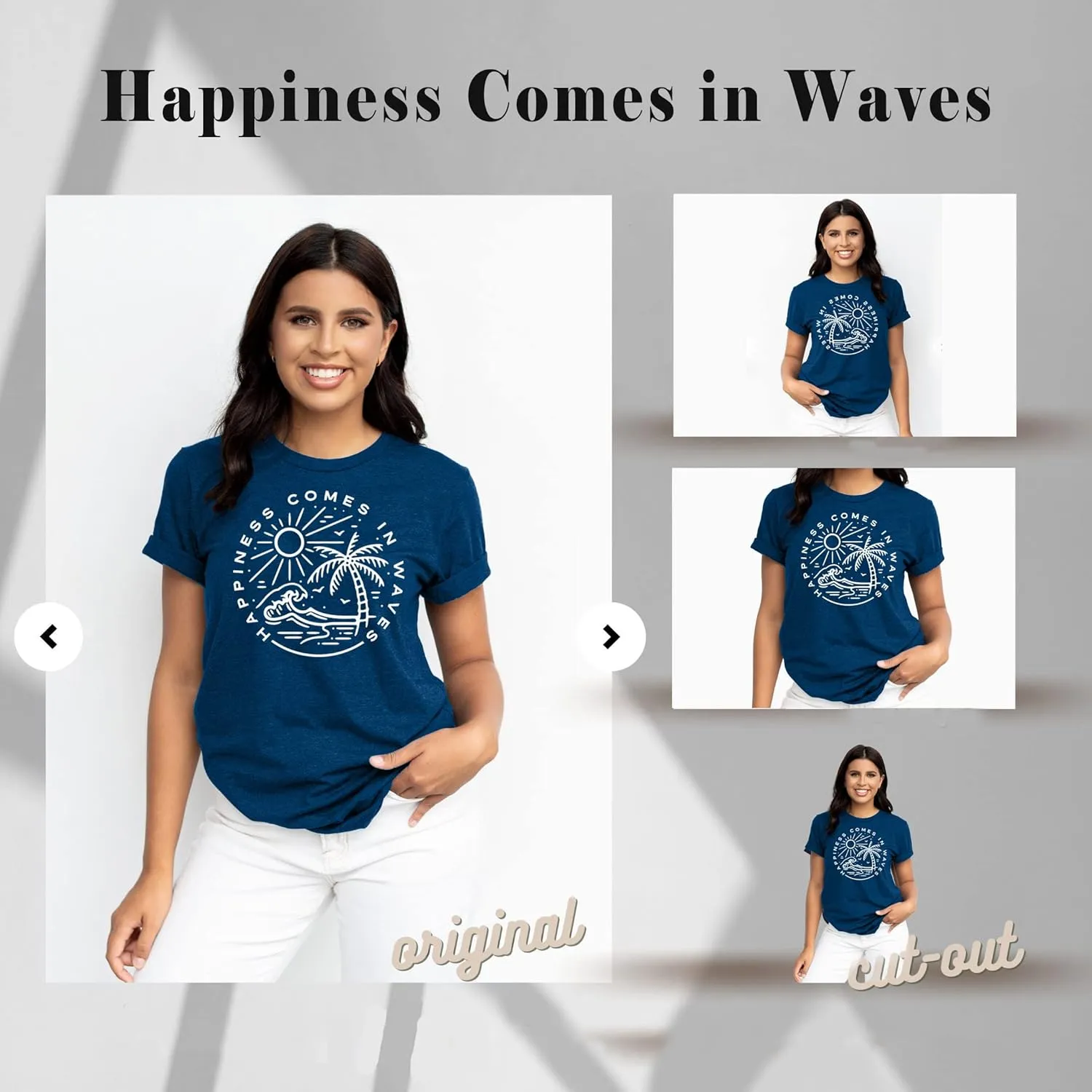 Summer T Shirt for Women Wave Coconut Tree Graphic Short Sleeve Casual Vacation Trip Tee Top