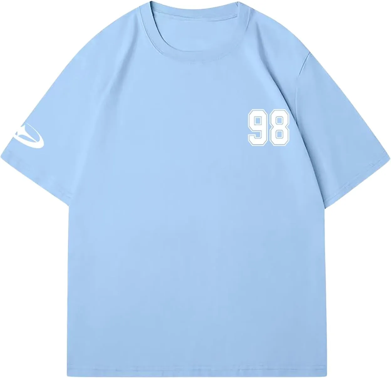 Verdusa Men's Jersey Oversized Letter Graphic T Shirt Crew Neck Drop Shoulder Short Sleeve Tee Tops