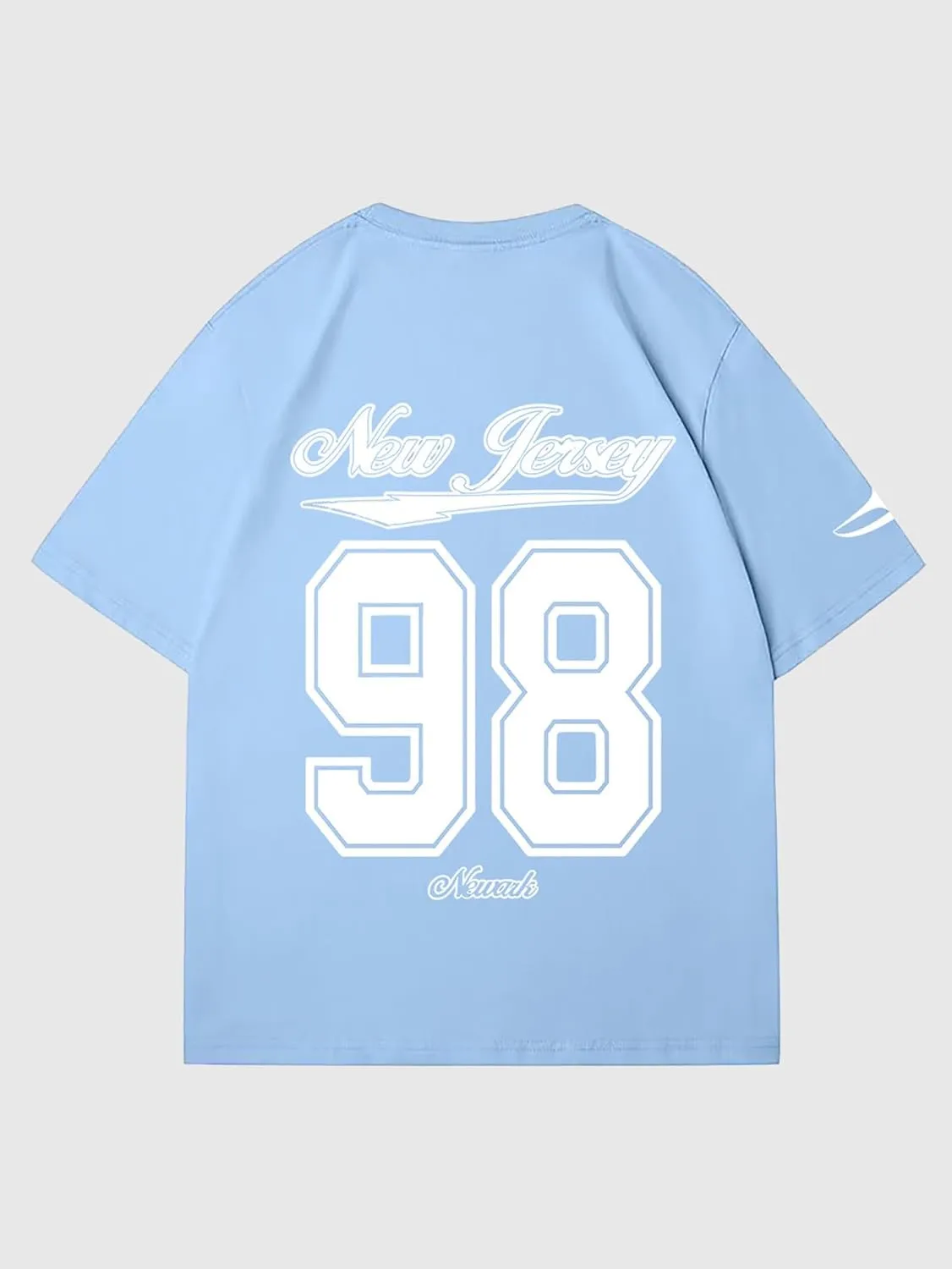 Verdusa Men's Jersey Oversized Letter Graphic T Shirt Crew Neck Drop Shoulder Short Sleeve Tee Tops